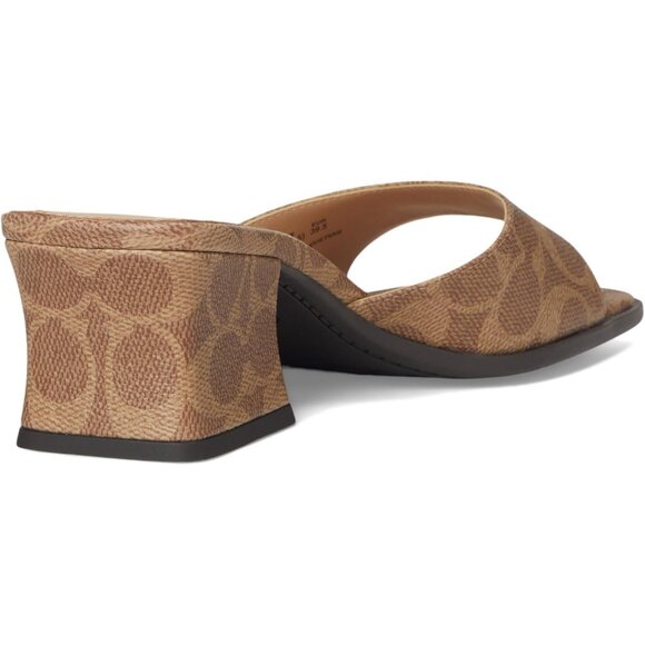 Coach Women's Sculpt C Sandals Tan Slip-On Designer Logo Pattern Casual - Picture 5 of 7